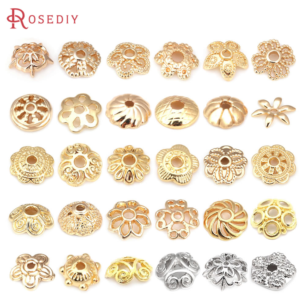 Flower Supply - 18K Gold Color Brass Flower Beads