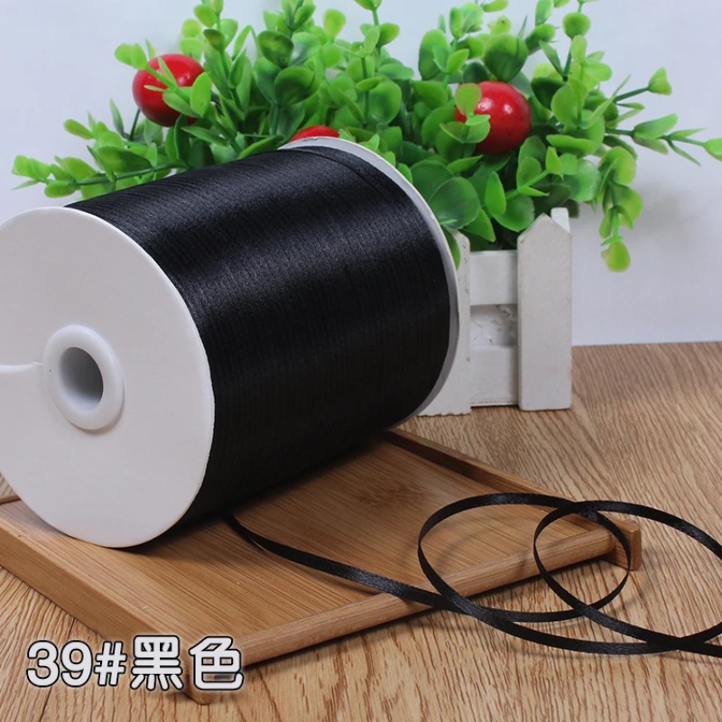 Ribbon Wired Satin - (10 Meters/lot) 1/8'(3mm) Single Face Black