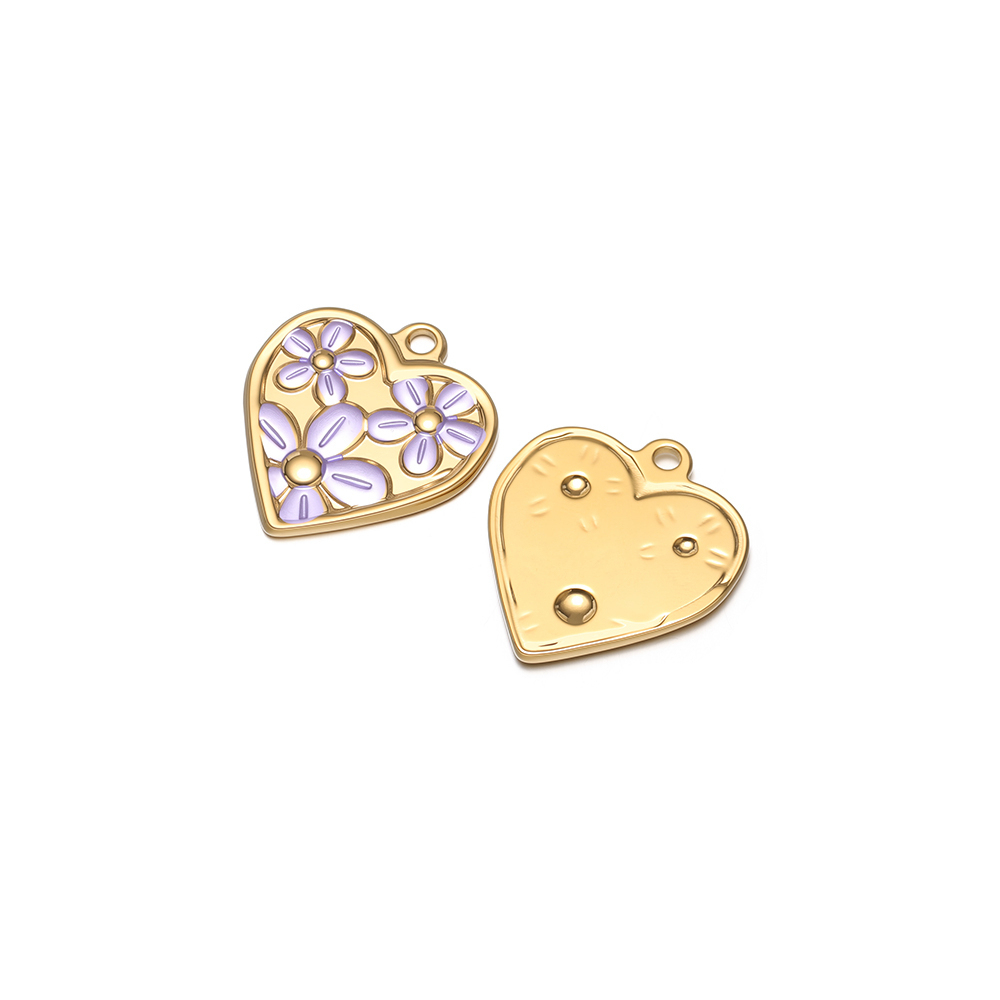 Flower Supply - 4Pcs Stainless Steel Heart Shape Charms