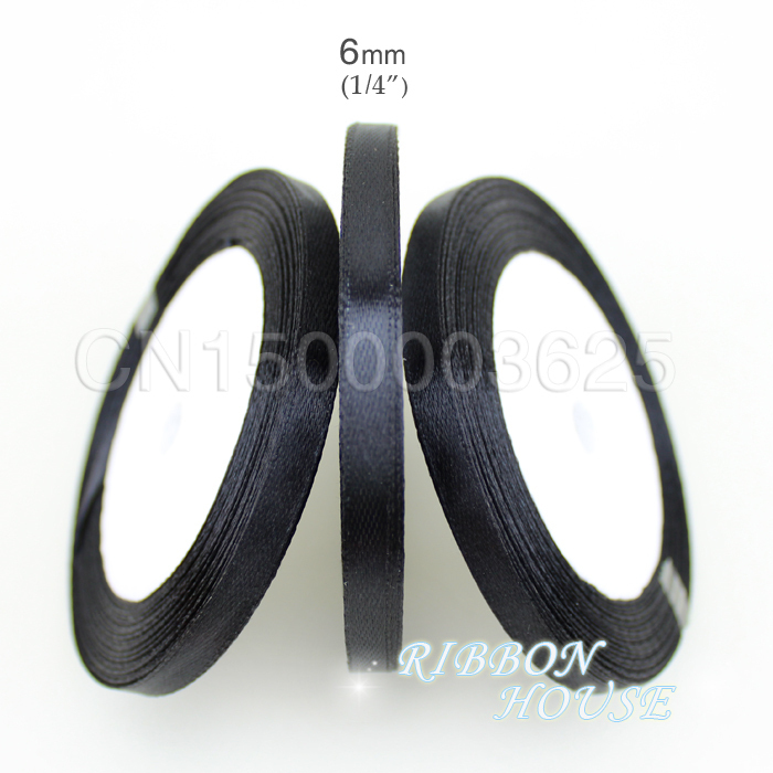 (25 Yards/Roll) 1/4' (6mm) Bla – Ribbon Wired Satin recenzja i cena